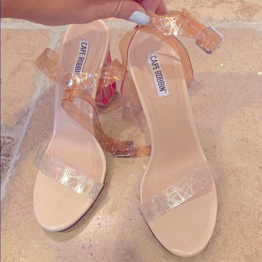 SOLD - Fun one of a kind clear strap sandal.